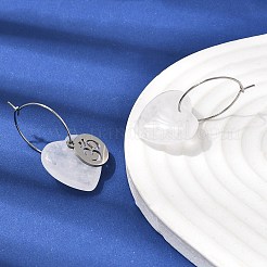 Natural Quartz Crystal & 304 Stainless Steel Hoop Earrings for Women&nbsp;EJEW-G475-04P-02