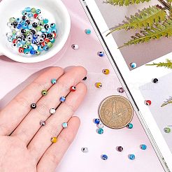 150 Pcs 10 Colors Handmade Evil Eye Lampwork Round Beads&nbsp;LAMP-NB0001-29