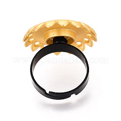 調整可能な花の合金と鉄のベゼルカップリングベース、回転可能なトレイ付き  不安を和らげるリング作りのためのラウンドパッドリングセッティング  ゴールドカラー  24mm  17mm  トレイのサイズ：16mm&nbsp;MAK-T012-08G