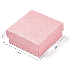 厚紙のジュエリーボックス  リングのために  ピアス  ネックレス  内部のスポンジ  正方形  ピンク  7.4x7.4x3.2cm&nbsp;CBOX-S018-08C