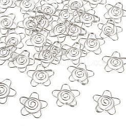花の鉄のペーパークリップ  プラチナ  24.5x25.5x2.5mm&nbsp;AJEW-TAC0006-32P