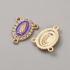 Zinc Alloy Enamel Religion Oval with Virgin Mary Chandelier Component Links&nbsp;FIND-WH0366-384G-04