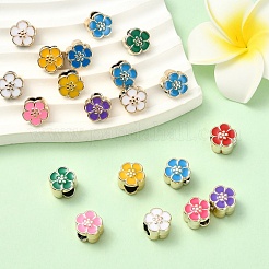 UVメッキアクリルヨーロピアンビーズ20個  エナメル  大穴ビーズ  ミックスカラー  花  ミックスカラー  10.5x11x8mm  穴：5mm&nbsp;OACR-YW0003-67