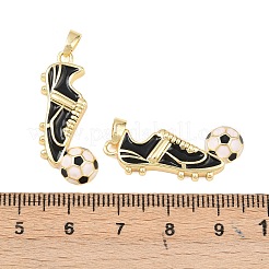 真鍮製エナメルペンダント  靴  18KGP本金メッキ  ブラック  27x12x4mm  穴：5x2.5mm&nbsp;KK-C248-09G-02