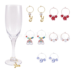 Brass Wine Glass Charm Rings&nbsp;KK-PH0035-15