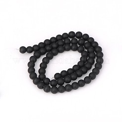 Frosted Natural Black Agate Round Beads Strands&nbsp;G-N0151-11-6mm
