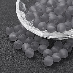透明なアクリルビーズ  ラウンド  艶消し  グレー  10mm  穴：2mm&nbsp;X-PL705-C62