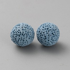 染色された天然溶岩ビーズ26個  穴がない  フレグランスディフューザービーズ  ライトスカイブルー  13mm&nbsp;G-WH0031-12A