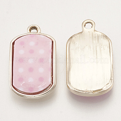 合金ペンダント  アクリルと  ゴールドカラー  長方形  ピンク  24x14x2.5mm  穴：2mm&nbsp;PALLOY-T050-87C