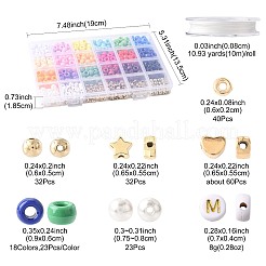 DIYブレスレット作りキット  プラスチックビーズを含む  伸縮性のある糸  アクリルビーズ  ミックスカラー  9x6mm  穴：3.8mm&nbsp;DIY-FS0009-90