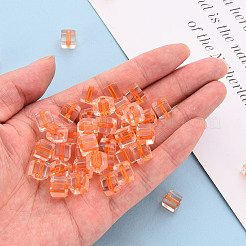 透明なアクリルビーズ  キューブ  オレンジ  8x7.5x7.5mm  穴：1.8mm  約900個/500g&nbsp;TACR-S154-12A-84