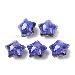 蓄光透明樹脂ビーズ  スター  暗闇で光る  グリッターパウダー付き  スレートブルー  20.5x23.5x16mm  穴：2mm&nbsp;RESI-B039-17A