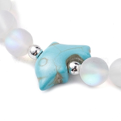 Beach Dolphin Dyed Synthetic Turquoise Bead Bracelets&nbsp;BJEW-JB10252-03