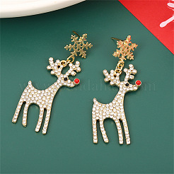 Snowflake with Deer Alloy Enamel Dangle Stud Earrings&nbsp;FS-WGC4262-01