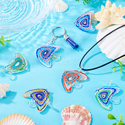 5個 5色 ハンドメイド ランプワーク ビッグペンダント  魚のチャーム  ミックスカラー  50~54x37.5~42x11.5~13mm  穴：5.5~6x6~6.5mm  1pc /カラー&nbsp;LAMP-TA0001-67