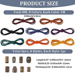 8Pcs Nylon Elastic Bands & 8Pcs Cord Ends Sets for Notbooks&nbsp;DIY-CP0013-64
