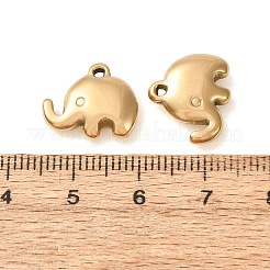 304ステンレススチールチャーム  象のチャーム  ゴールドカラー  13x15x4mm  穴：1.3mm&nbsp;SA-D002-03G