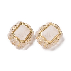 メッキアクリルビーズ  ゴールドライン入り  艶消し  長方形  モカシン  18x13.5x8.5mm  穴：1.8mm&nbsp;X-OACR-C013-46
