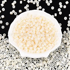 ガラスシードビーズ  セイロン  丸い穴  シリンダー  レモンシフォン  4x5.5mm  穴：1.8mm  約2500個/ポンド&nbsp;SEED-T008-01B