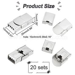 滑らかな表面の201ステンレススチール製時計バンド留め具20セット  ステンレス鋼色  25x13x7mm  穴：10x4mm&nbsp;STAS-DC0011-59