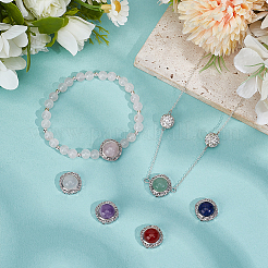 6Pcs 6 Styles Brass Pave Natural Amethyst & Rose Quartz & White Agate & Green Aventurine & Carnelian & Lapis Lazuli Multi-Strand Links&nbsp;KK-BC0015-17A