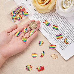 42Pcs Rainbow Flag Charm Pendant Enamel Flag Heart Love Balloon Charm Alloy Enamel Pendant for Jewelry Necklace Earring Making Crafts&nbsp;JX596A