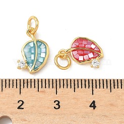 Rack Plating Brass Micro Pave Cubic Zirconia & Shell Pendants&nbsp;KK-I357-08G