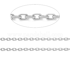 変色しにくい304ステンレススチールのファセットアズキチェーン  ハンダ付け  スプールで  ステンレス鋼色  3x2x0.5mm  約32.81フィート（10m）/ロール&nbsp;CHS-G027-03P
