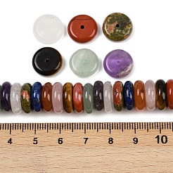 天然石ミックスストーンビーズ連売り  ロンデル  染めと未染色の混合  12~12.5x4~4.5mm  穴：0.8mm  約97個/連  15.75''（40センチメートル）&nbsp;G-G275-B01-01