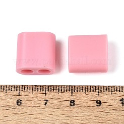ABSプラスチックビーズ  正方形  2穴  5~6mmコードに適合  ピンク  15x15x8.5mm  穴：4.8mm&nbsp;OACR-N156-07D