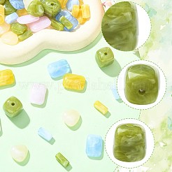 72 個 10 スタイル不透明 & 透明アクリルビーズ  天然石風  混合図形  ツートン  ミックスカラー  13.5~20x5.5~15.5x5.5~15.5mm  穴：1.4~3mm&nbsp;OACR-FS0002-83