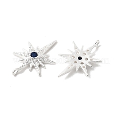スターリングシルバーのカプリブルーラインストーンペンダント925個  スターのチャーム  銀  17.5x11x2mm  穴：1.2mm&nbsp;STER-K188-03S