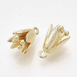 真鍮製チャーム  ニッケルフリー  花  18KGP本金メッキ  14x9x10mm  穴：1.2mm&nbsp;KK-T038-534G-NF