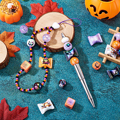 26個 10スタイル ハロウィーンテーマ UVメッキ レインボー 虹色アクリルビーズ  混合図形  ミックスカラー  15~20x15~25x10~15mm  穴：2~3mm&nbsp;PACR-TA0001-16
