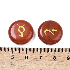 10個 10スタイル 天然レッドジャスパーカボション  金箔押し模様のフラットラウンド  18~18.5x4.5~6mm  1個/スタイル&nbsp;G-G193-03F