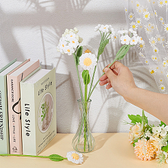 手作りのかぎ針編みポリエステル糸の花の装飾品  造花  結婚式の家の装飾用  ホワイト  377mm&nbsp;DIY-WH0430-622B