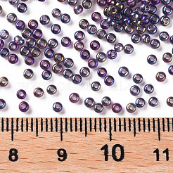 12/0 FGBグレードAラウンドガラスシードビーズ  透明色の虹  スレートブルー  12/0  2x1.5mm  穴：0.9mm  約30000個/袋&nbsp;SEED-Q010-F541