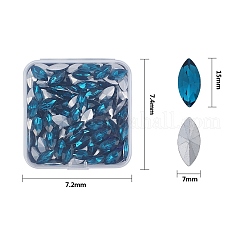 ポイントガラスラインストーンカボション  バックメッキ  多面カット  馬の目  カプリブルー  7.4x7.2x1.7cm  100個/箱&nbsp;RGLA-OC0001-08H