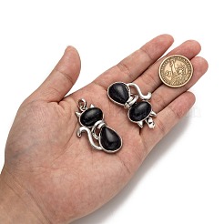 合成ブルーゴールドストーンの子猫ペンダント  真鍮パーツ  猫のシルエット形状  プラチナ  45x27x8mm  穴：5x7mm&nbsp;X-G-P352-B03