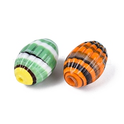 手作りのストライプ模様のランプワークビーズ  オーバル  ツートン  ミックスカラー  18~20x12~14mm  穴：1.8~3mm&nbsp;LAMP-N042-05
