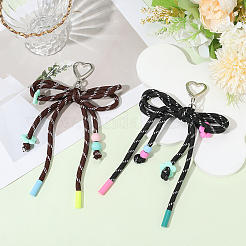 2Pcs 2 Colors Acrylic & Polyester Bowknot Pendant Decorations&nbsp;HJEW-GF0001-61
