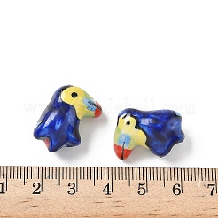 手作りの陶器ビーズ  手描きの陶器ビーズ  鳥  ファミーユは磁器バラ  ブルー  19.5~20.5x16~19x11~11.5mm  穴：1.8mm&nbsp;PORC-S003-01D