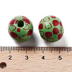 フルーツテーマの木製ヨーロピアンビーズ  大穴ビーズ  りんご  15.5~16x14.5mm  穴：4mm&nbsp;WOOD-M011-01C