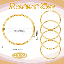 鉄オープン丸カン  ラウンド  ゴールドカラー  50x3mm  9ゲージ  内径：45mm  20個。&nbsp;FIND-SP0002-63E
