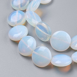 フラットラウンドオパールビーズ連売り  アリスブルー  16x5mm  穴：1mm  約25個/連  16.5インチ&nbsp;G-S110-25