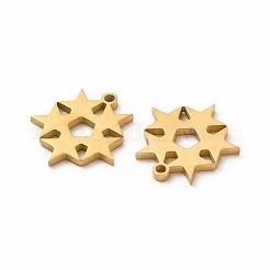 イオンプレーティング（IP）304ステンレスペンダント  スターのチャーム  ゴールドカラー  16.5x15.5x1.4mm  穴：1.4mm&nbsp;STAS-M089-29G