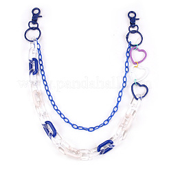 Acrylic Heart Oval Double Layer Pants Chains with Alloy Swivel Clasps for Men Women&nbsp;WG5EDFE-02