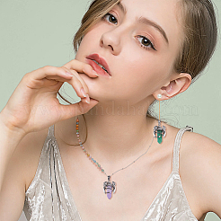 9Pcs 9 Styles Gemstone Pointed Pendants&nbsp;G-DC0001-33