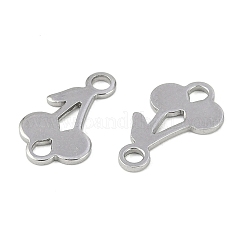 変色しない304ステンレススチールフルーツリンク  チェリーコネクタチャーム  ステンレス鋼色  13x8x1mm  穴：1.6mm&nbsp;STAS-Z084-01P