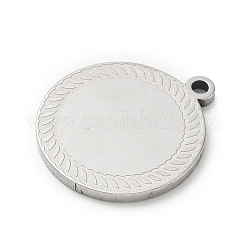 ステンレスペンダント201個  フラットラウンドのチャーム  ステンレス鋼色  小麦の穂  24.5x21.5x2mm  穴：2mm&nbsp;SA-CBA3D3A-05P-13